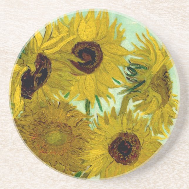 Sunflowers in a Vase Van Gogh Fine Art Drink Coaster (Front)