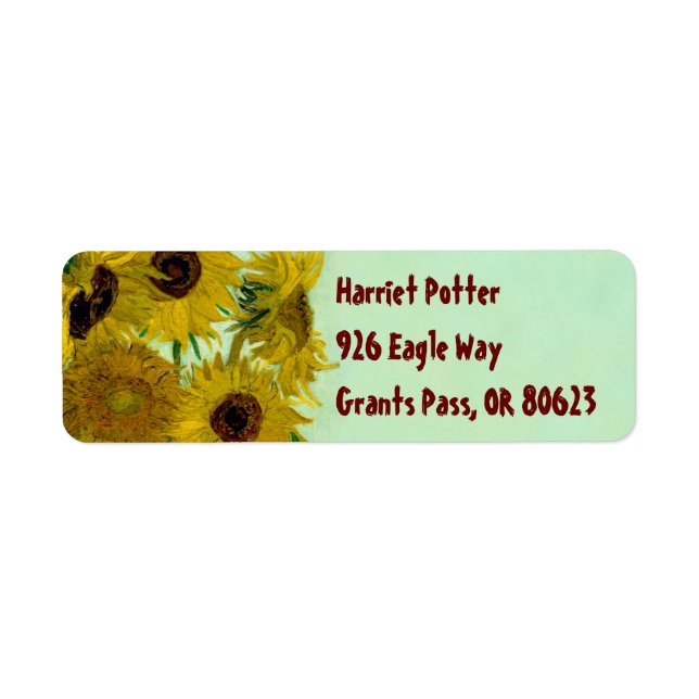Sunflowers in a Vase Van Gogh Fine Art Label (Front)