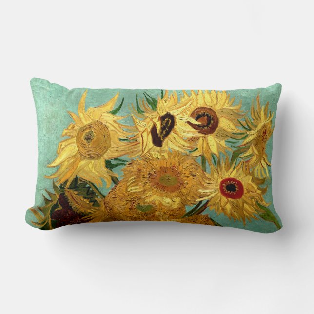 Sunflowers in a Vase Van Gogh Fine Art Lumbar Pillow (Front)