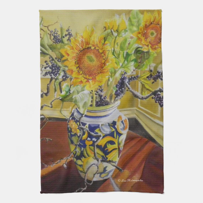 Sunflowers in an Italian Vase Hand Towel