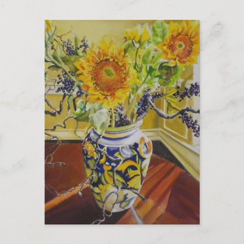 Sunflowers in an Italian Vase Postcard