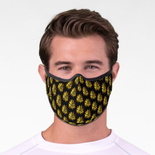 Sunflowers in  black Premium Face Mask