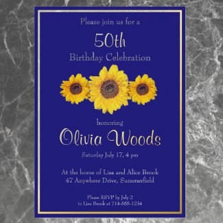 Sunflowers in  blue -  50th birthday  