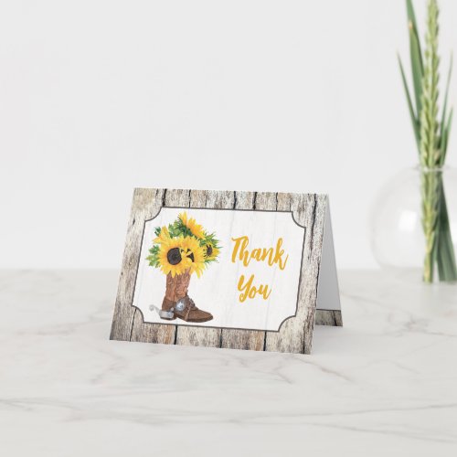 Sunflowers in Cowboy Boot Bridal Shower Thank You