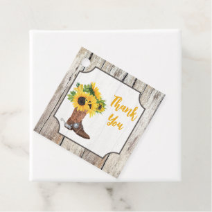 Sunflowers in Cowboy Boot Bridal Shower Thank You Favor Tags