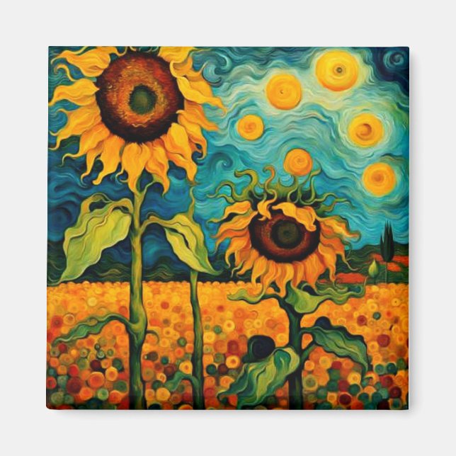 Sunflowers in garden magnet (Front)