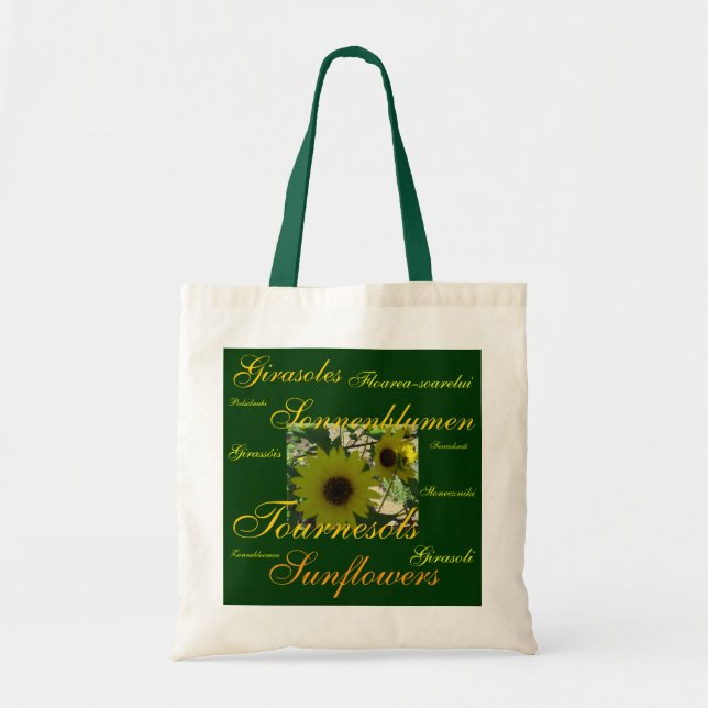 "Sunflowers" in Many Languages Tote Bag (Front)