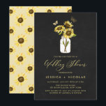 Sunflowers in Mason Jar Chalkboard Wedding Shower Invitation<br><div class="desc">Invite family and friends to your wedding shower with this whimsical floral invitation. It features sunflowers in mason jar, butterflies and matching sunflowers floral pattern on faux chalkboard background. Personalize this rustic invitation by adding names, date, time, venue and other event details. This sunflowers invitation is perfect for summer and...</div>