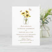 Sunflowers in Mason Jar Country Rustic Wedding Invitation (Standing Front)