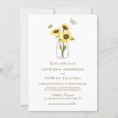 Sunflowers in Mason Jar Country Rustic Wedding Invitation (Front)