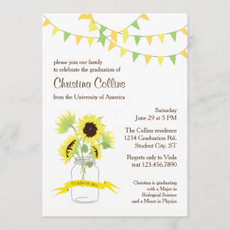 Sunflowers in Mason Jar Graduation Invitation