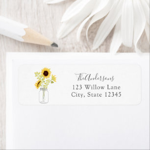 Sunflowers in Mason Jar Return Address Label