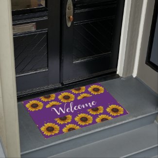 Sunflowers in purple - Welcome Doormat