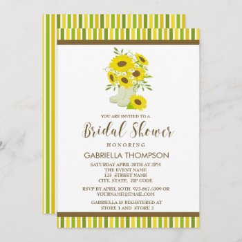 Sunflowers In Rain Boots Bridal Shower Invitation by kidsgalore at Zazzle