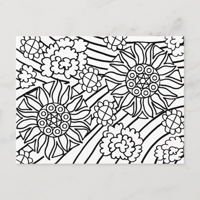 Sunflowers in Summer color your card (Front)