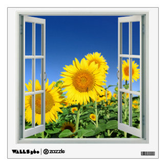 Sunflowers in Summer Faux Window Wall Decal