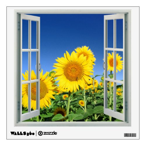 Sunflowers in Summer Faux Window Wall Decal