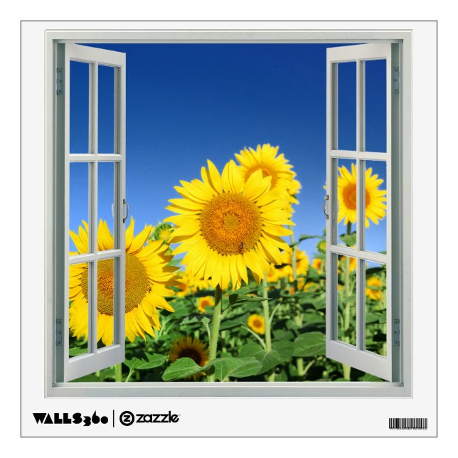 Sunflowers in Summer Faux Window Wall Decal (Front)