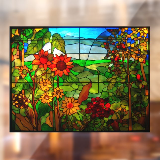 Sunflowers In The Garden Faux Stained Glass Window Cling (Sheet 2)