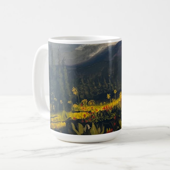 Sunflowers in the Mountains, by Gary Poling Coffee Mug (Front Left)