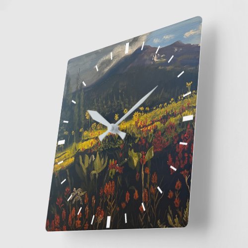 Sunflowers in the Mountains by Gary Poling Square Wall Clock