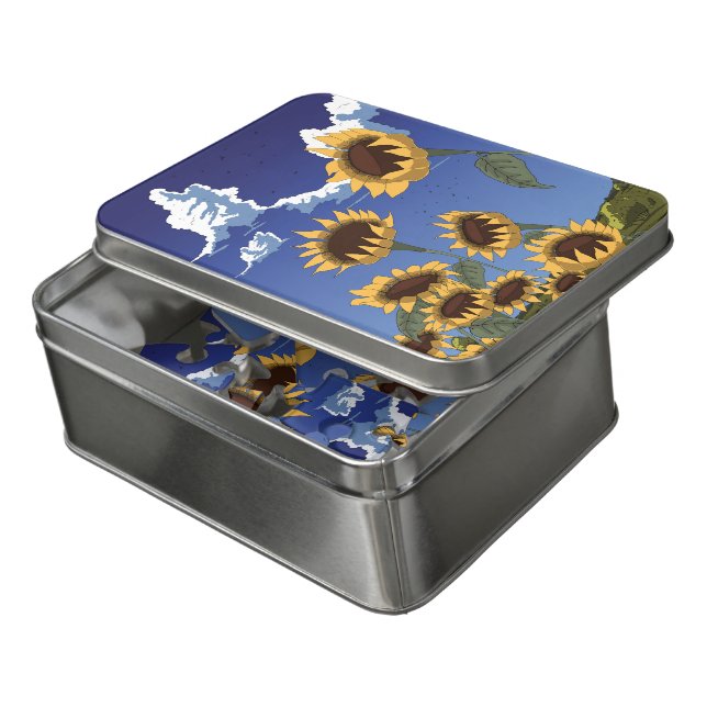 Sunflowers in the Summer Jigsaw Puzzle (Lid Open)