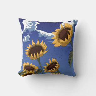 Sunflowers in the Summer Throw Pillow