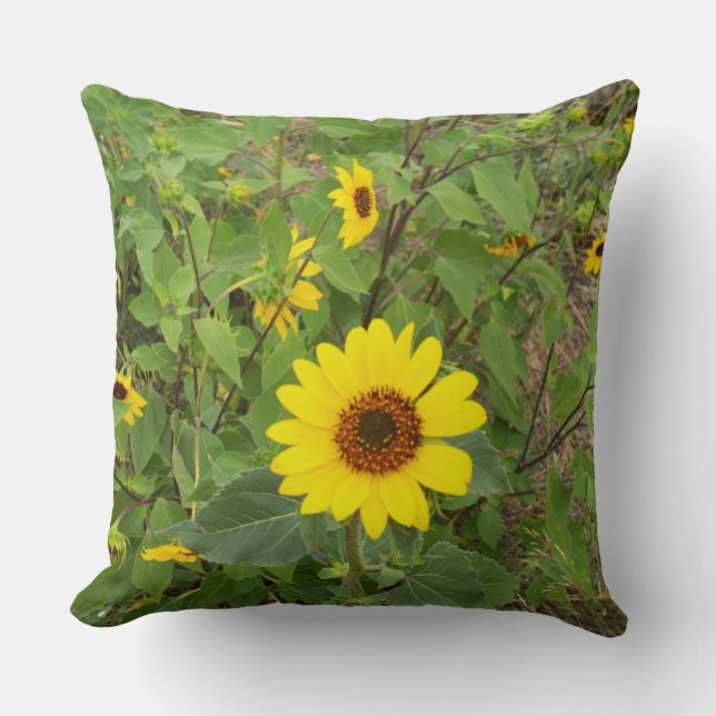 Sunflowers In The Wind, Big Throw Cushion. Pillow (Front)