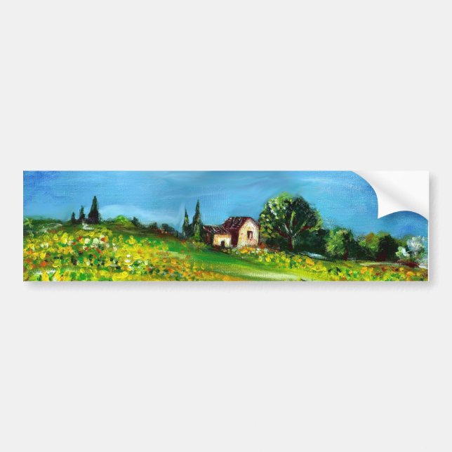 SUNFLOWERS IN TUSCANY COUNTRYSIDE-detail Bumper Sticker (Front)