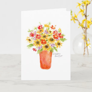 Sunflowers in Vase Blank Greeting Card