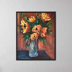 "Sunflowers in Vase" by artist Peter Demopoulos Canvas Print