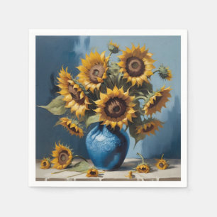 Sunflowers in vase napkins