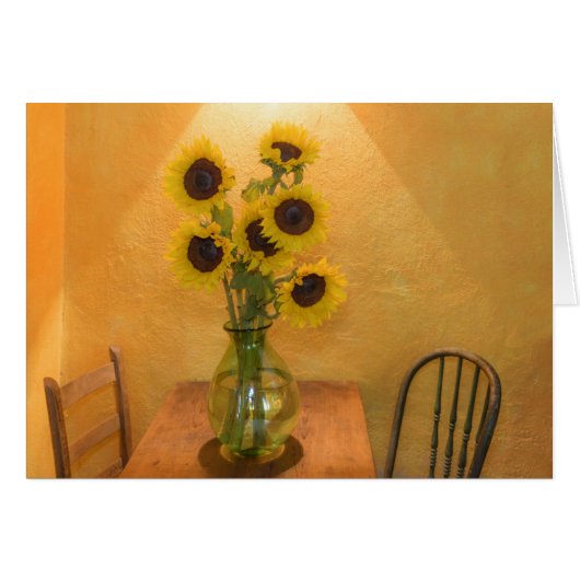 Sunflowers in vase on table 2 cards (Front Horizontal)