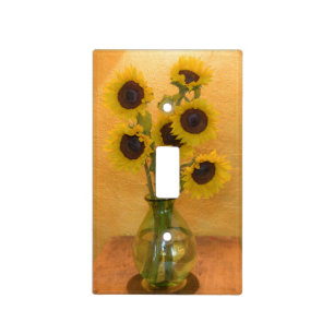 Sunflowers in vase on table 2 light switch cover