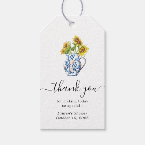 Sunflowers in Vase Thank you favor Gift Tags