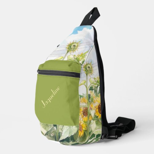 Sunflowers In Yellow Brown and Green Background Sling Bag