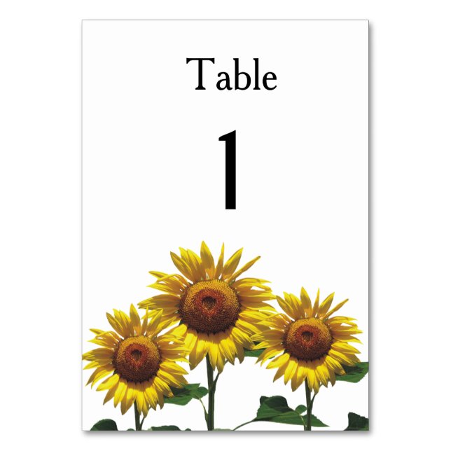 Sunflowers Inexpensive Wedding Packages Sets Kits Table Number (Front)