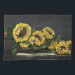Sunflowers Kitchen Towel<br><div class="desc">Sunflowers just cut from garden ready to assemble into an arrangement. Designed from my original oil painting "Sunflowers From The Garden" by Johanna Lerwick Wildlife/Nature Artist.</div>