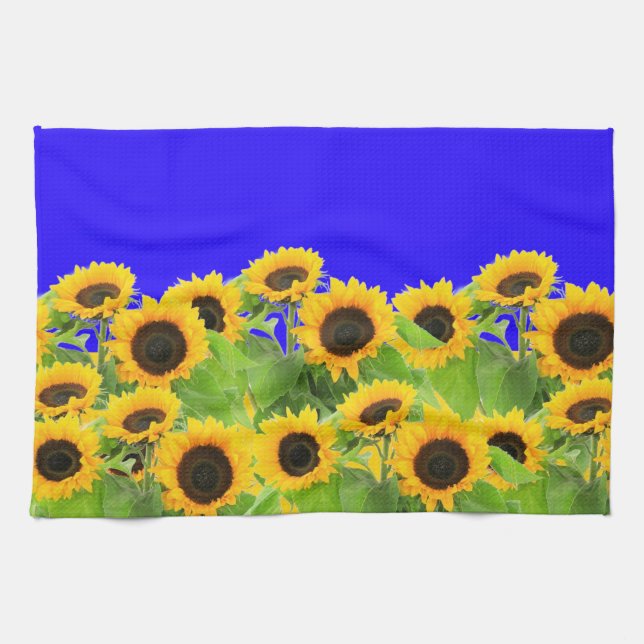Sunflowers Kitchen Towel Ukraine Flag Colors (Horizontal)