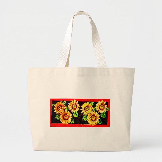 Sunflowers Large Tote Bag (Front)