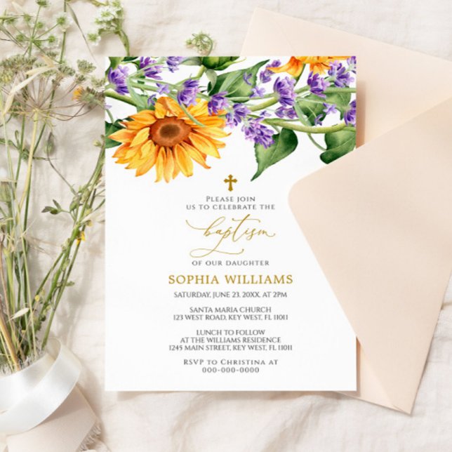 Sunflowers & Lavander Baptism Invitation (Creator Uploaded)