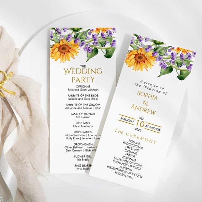 Sunflowers & Lavander Rustic Wedding Programs (Creator Uploaded)