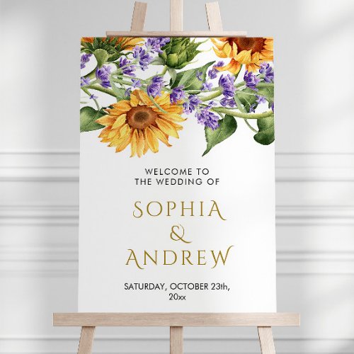 Sunflowers  Lavander Wedding Welcome Sign