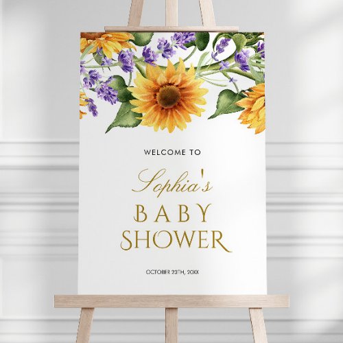  Sunflowers  Lavender Baby Shower Welcome Sign