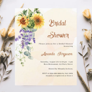 Sunflowers lavender Bridal Shower invitation