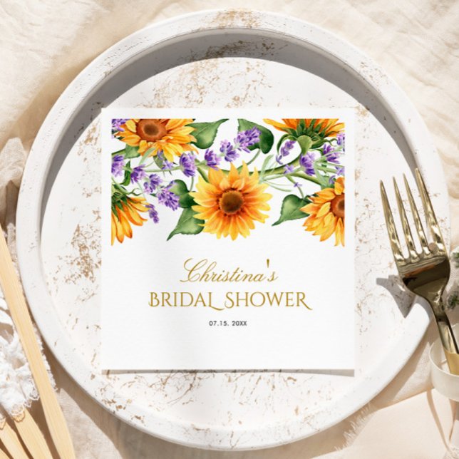 Sunflowers & Lavender Bridal Shower Napkins (Creator Uploaded)