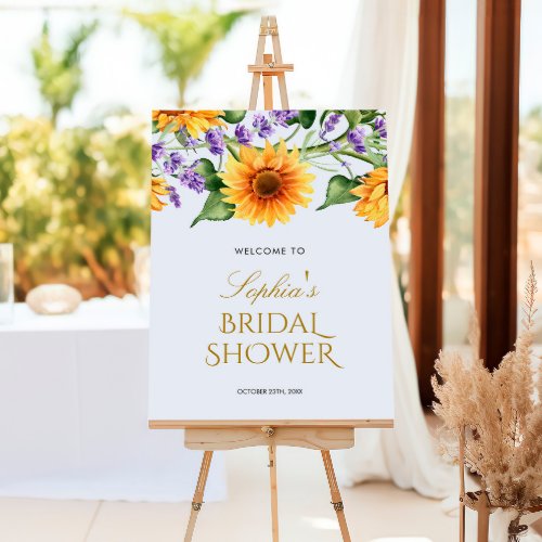 Sunflowers  Lavender Bridal Shower Welcome Sign