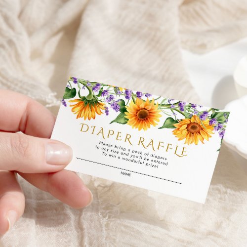 Sunflowers  Lavender Diaper Raffle Enclosure Card