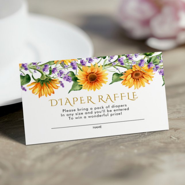 Sunflowers & Lavender Diaper Raffle Enclosure Card (Creator Uploaded)