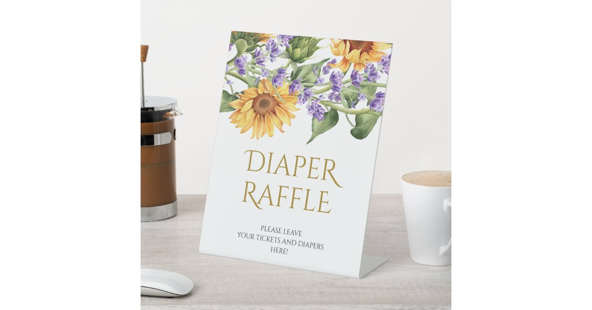 Sunflowers & Lavender Diaper Raffle Sign | Zazzle